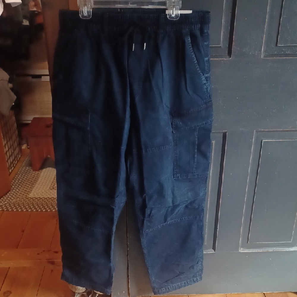 American Eagle Men's Flex Relaxed Cargo Pants Drawstring Navy Size Large NWT